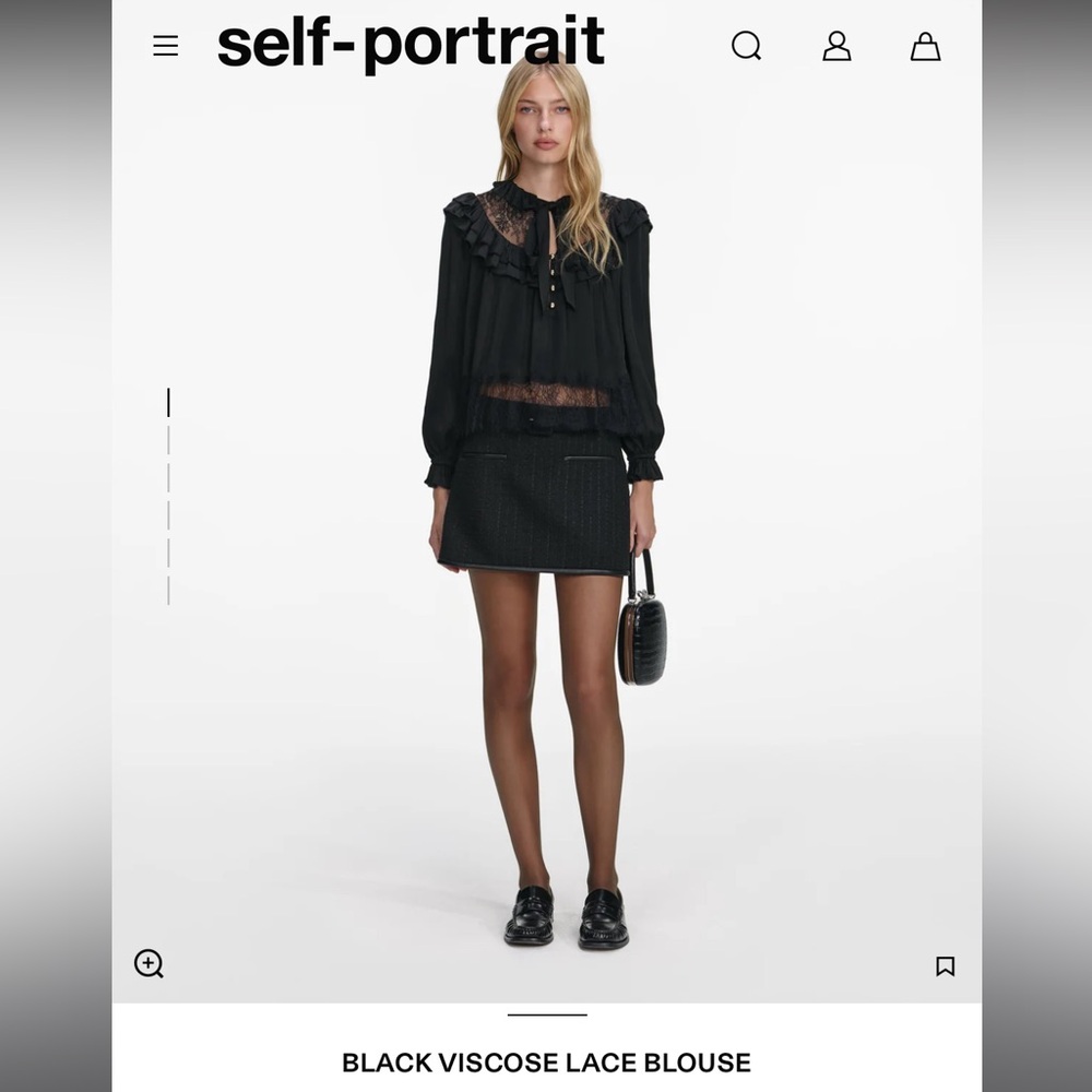 Self-Portrait Black Viscose Lace Blouse